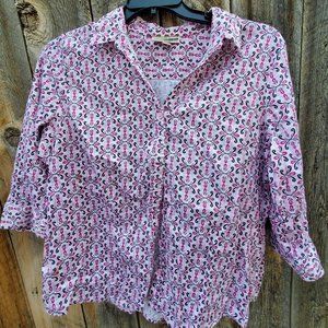 Dana Buchman Pink Print 3/4 Sleeve Blouse XL